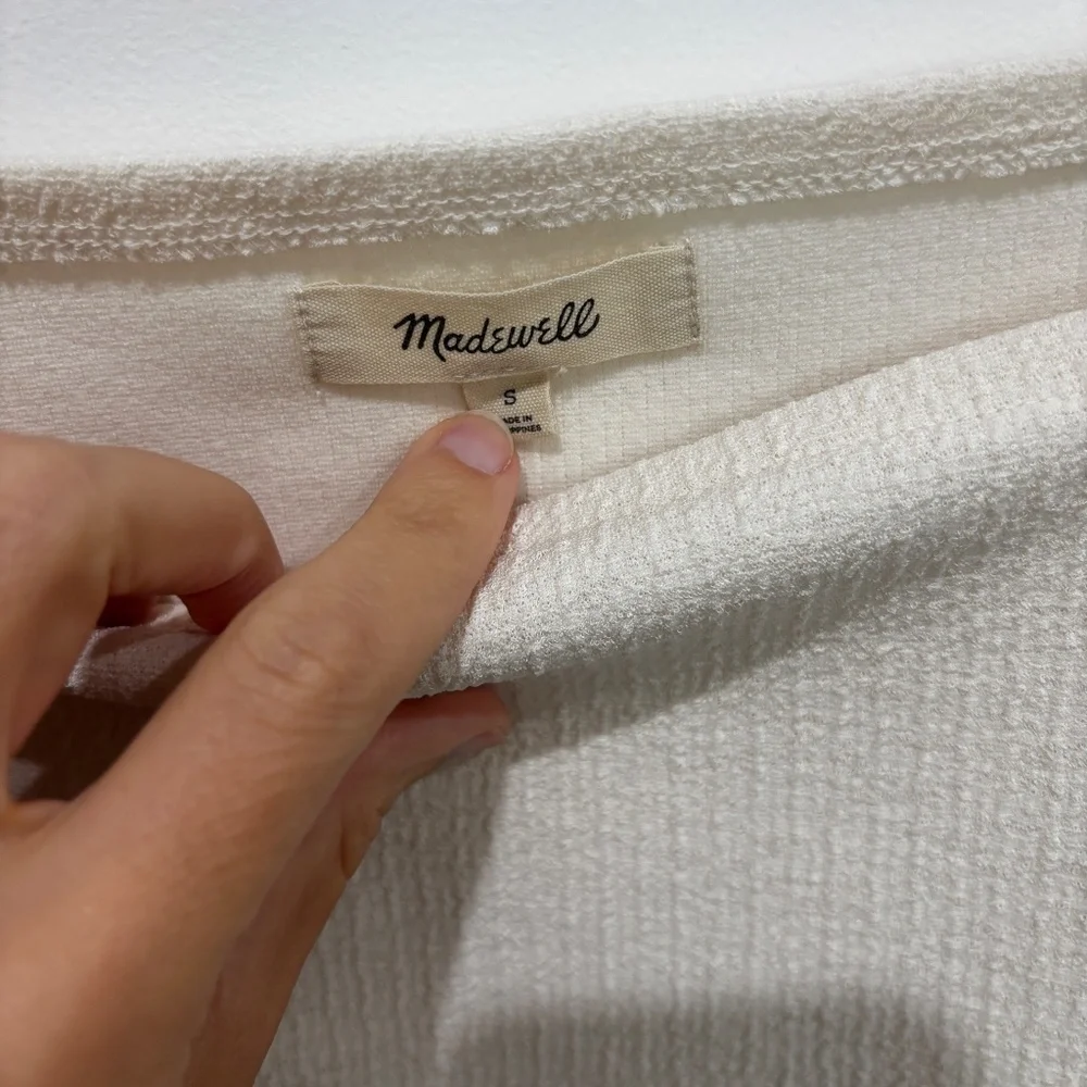 Madewell Crepe Square-Neck Puff-Sleeve Top | Antique Cream | Size S | Perfect Co